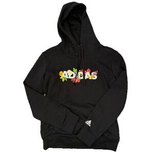 Adidas Original Hoodie Sweatshirt Women's Medium Black Floral Logo